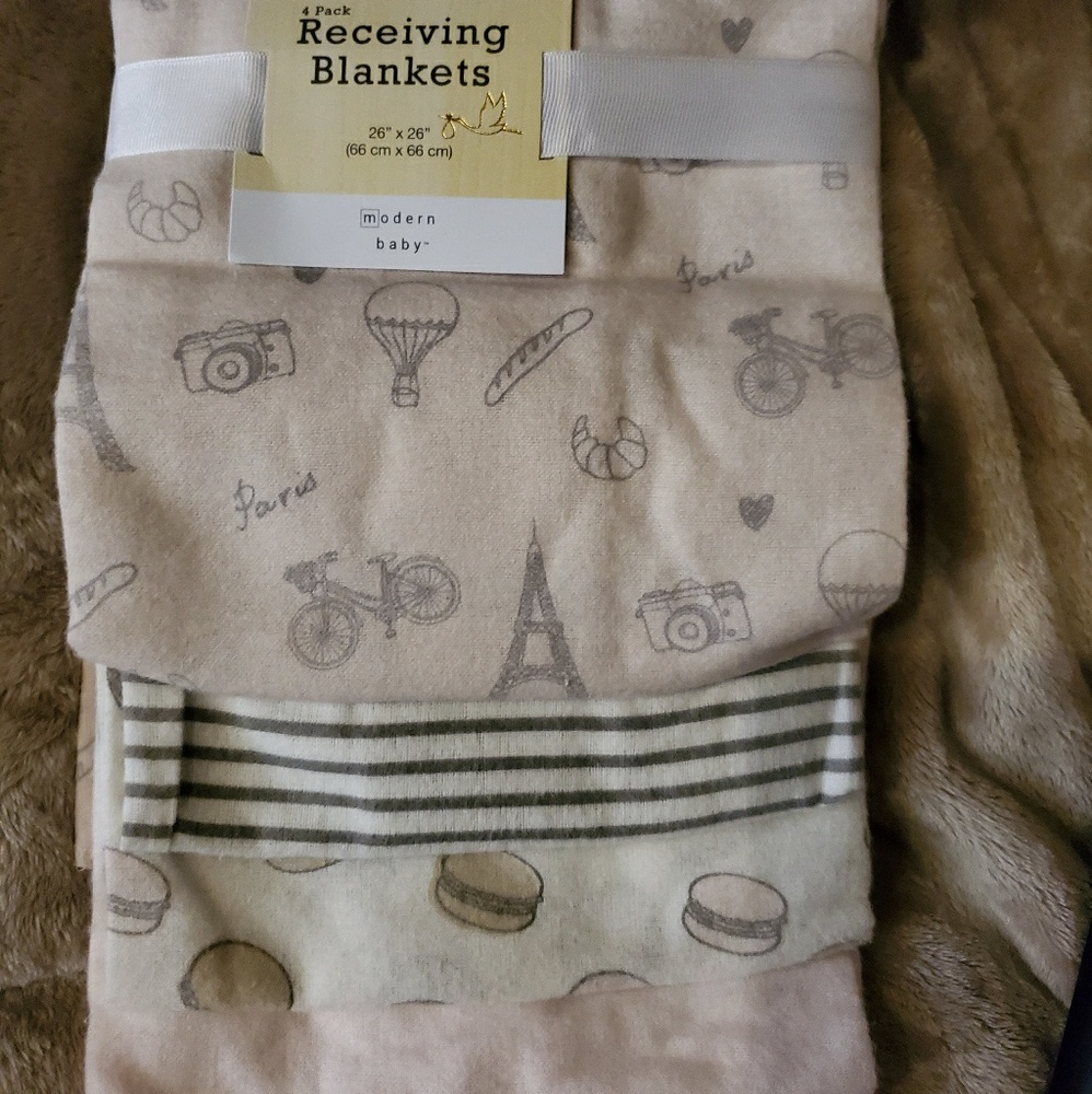 Modern baby Receiving blanket, 100% Cotton, 4pcs